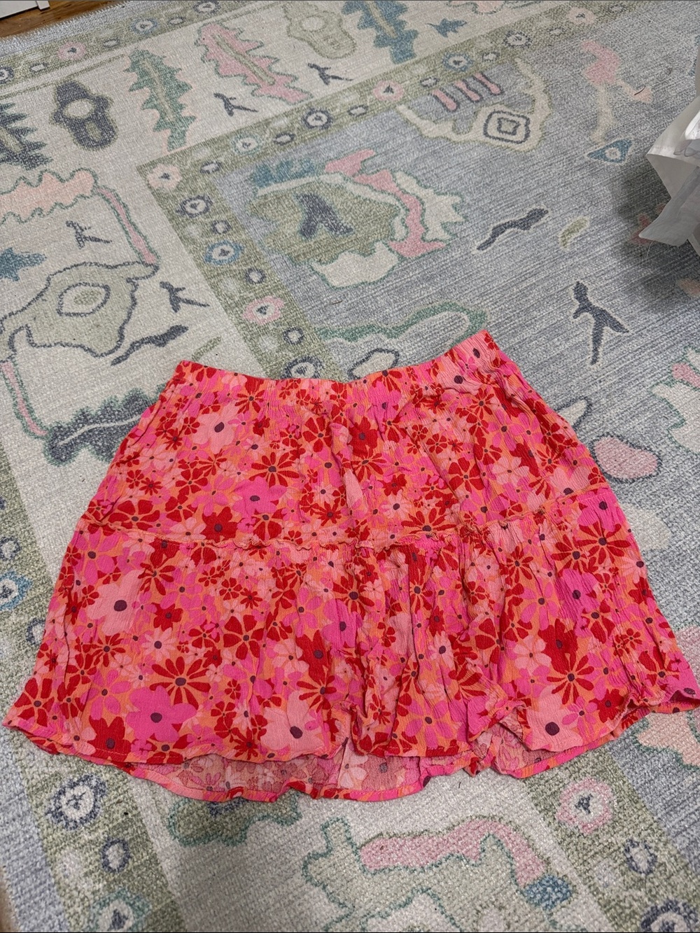 Hippie Rose Pink & Red Floral Skater Mini Skirt - Picture 3 of 3